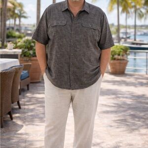 Kenneth Cole Reaction Gray Casual Button Down Shirt 4XL